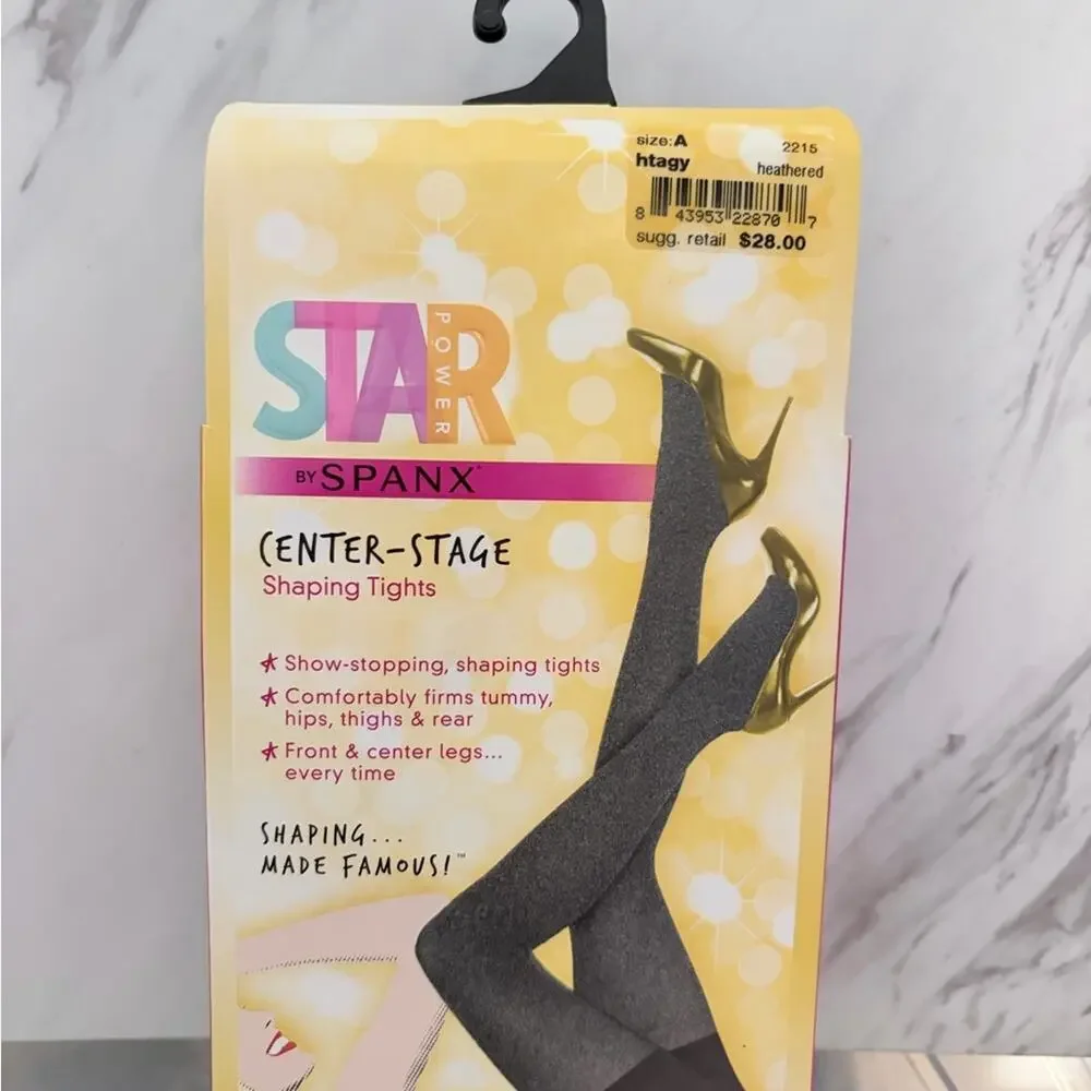 Star Power by SPANX Center Stage Shaping Tights Heathered Size A New